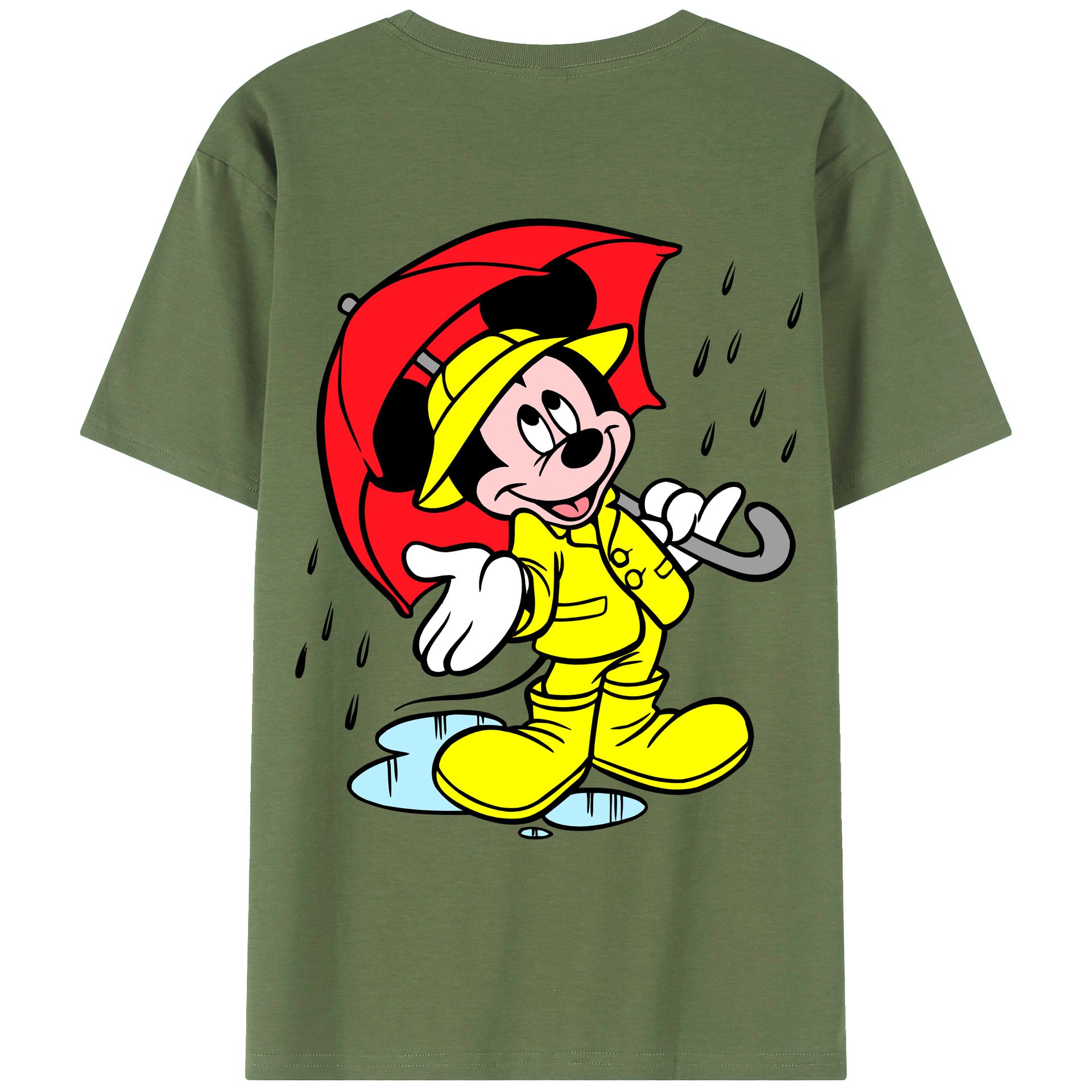 ミッキーマウス Mickey Mouse 綿100％ メンズ半袖Tシャツ（バックプリント） 通気性